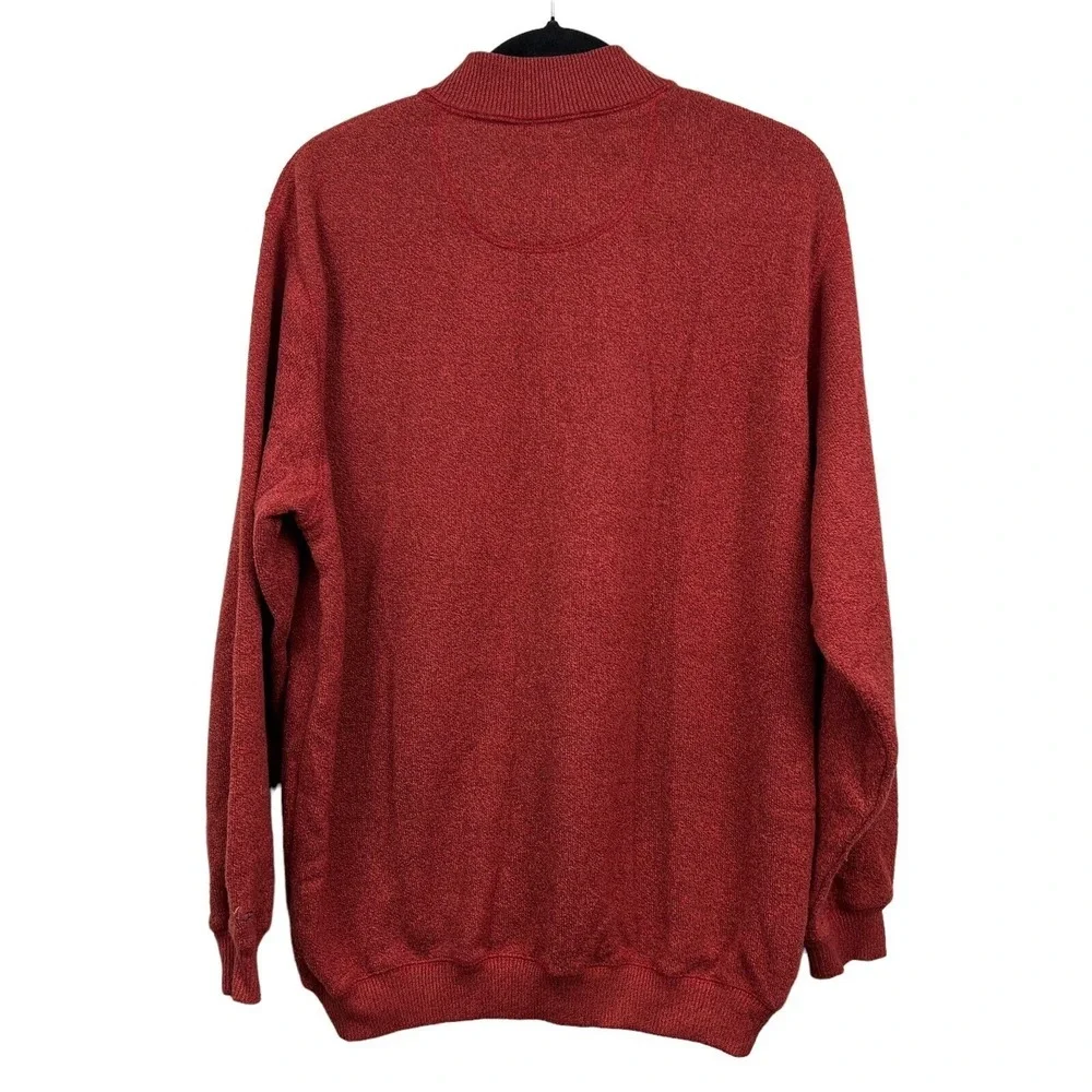 Greg Norman Mens Sweater Quarter Zip Mock Collar Pullover Burnt Red Size M*